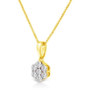 14K Yellow Gold 1/4ctw Round-Cut Diamond 7 Stone Floral Cluster 18"
Pendant w\chain