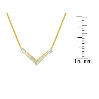 14K Two-tone Gold 1/4ctw Princess Cut Diamond “V” Shape Necklace (H-I
Color, SI2-I1 Clarity)