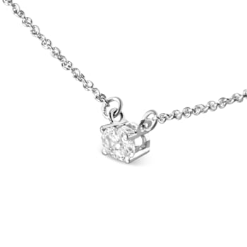 14K White Gold 1/4ctw Lab Grown Oval Diamond East West 18" Necklace
(G-H Color, VS2-SI1 Clarity)