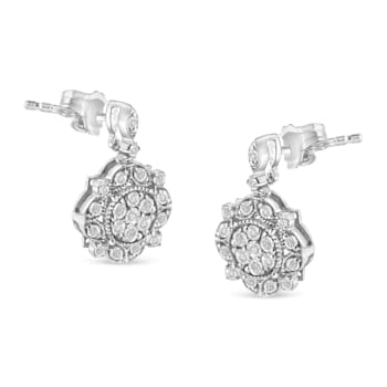 Sterling Silver 1/2ctw Diamond Dangle Miligrain Earring