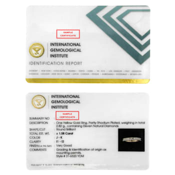 10K Yellow Gold IGI Certified 1.0ctw Diamond Band Ring (J-K Color, I1-I2 Clarity)