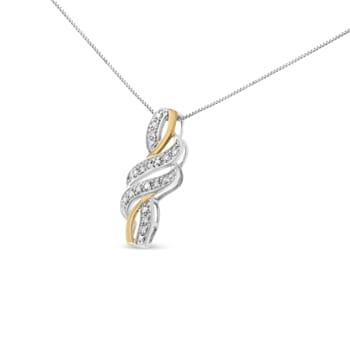0.05ctw Diamond Swirl 10K Yellow Gold Over Sterling Silver Necklace