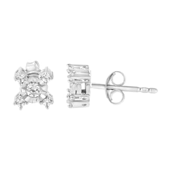 Sterling Silver 1/4ctw Miracle Plate Set Round and Princess-Cut Diamond
"X" Shaped Stud Earrings