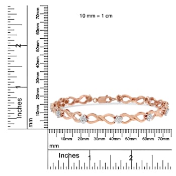 10K Rose Gold .50ctw Diamond Cluster and Infinity Weave Link Bracelet