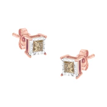 14K Two-Tone Gold Over Sterling Silver 1/2ctw Square Diamond Solitaire
Miracle-Plate Stud Earrings