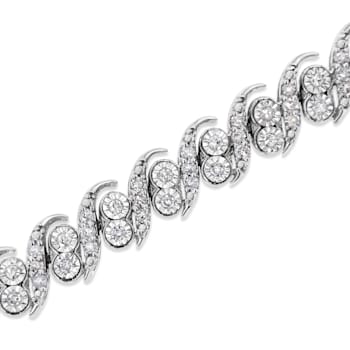 Sterling Silver 2.0ctw Round-Cut Diamond "S" Link Bracelet