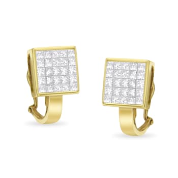 14K Yellow Gold 3-1/5ctw Princess Cut Diamond Square Invisible Set
Huggie Earrings