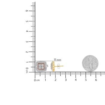 Diamond Accented Square-Shaped 10K Tri-Color Gold Over Sterling Silver
Milgrain Stud Earrings