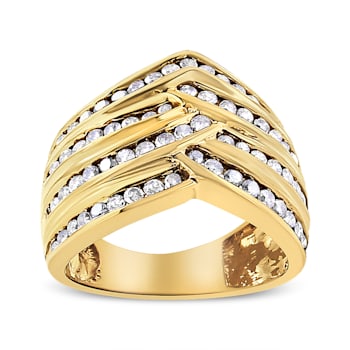 1.50ctw Champagne Diamond 10K Yellow Gold Over Sterling Silver Band