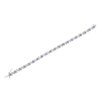 3.5 mm Lab Created Blue Tanzanite and 1/6 ctw Diamond Rhodium Over
Sterling Silver Tennis Bracelet