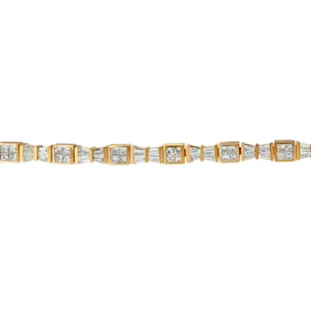 14K Yellow Gold 5.75ctw Princess and Baguette Cut Diamond Bow Bracelet