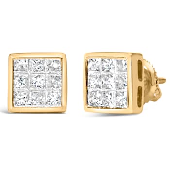 14K Yellow Gold 1.0 Cttw Princess Cut Diamond Composite Stud Earrings
with Screw Backs
