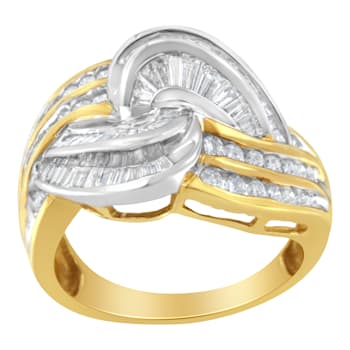 10K Two-Toned Gold Diamond Bypass Ring (1 cttw, H-I Color, SI1-SI2 Clarity)
