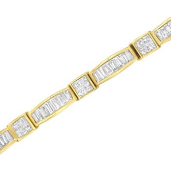 14K Yellow Gold 7.33ctw Multi--Cut Diamond Box Square Link Bracelet