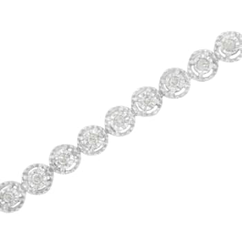 Sterling Silver .50ctw Miracle-set Round Diamond Bezel Link Bracelet