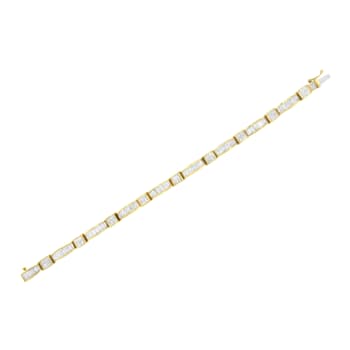 14K Yellow Gold 7.33ctw Multi--Cut Diamond Box Square Link Bracelet