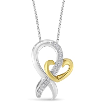10K Gold Over Sterling Two-Tone 1/6ctw Round Cut Diamond Ties of Love
Pendant w\chain