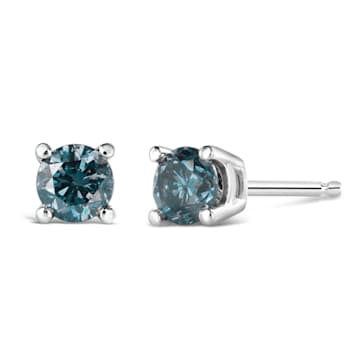 0.50ctw Brilliant Cut Lab Grown Blue Diamond Solitaire 14K White Gold
Stud Earrings