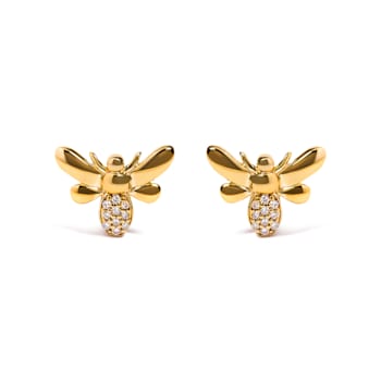 10K Yellow Gold Diamond Accented Bumble Bee Stud Earring (H-I Color,
I1-I2 Clarity)
