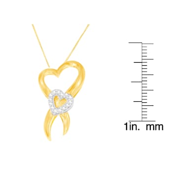 10K Two-Tone Gold 1/10 cttw Diamond Heart Pendant Necklace (H-I, I1-I2)