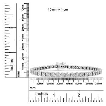 Rhodium Over Sterling Silver 1.0 Ctw Diamond Tennis Bracelet