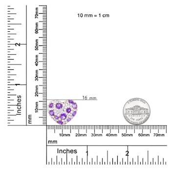 18K Rose Gold Round Purple Amethyst Gemstone with Round Diamonds Cluster
Heart Pendant