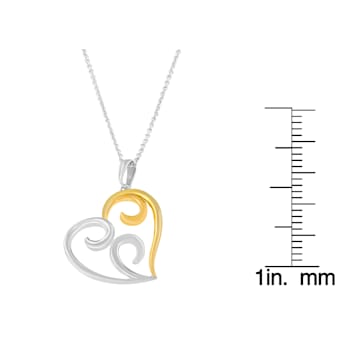 Open Heart with Swirls 10K Yellow Gold Over Sterling Silver Necklace