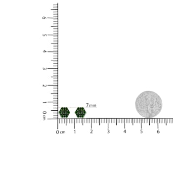 Sterling Silver 1/2ctw Prong Set Round-Cut Treated Green Diamond Floral
Cluster Stud Earring