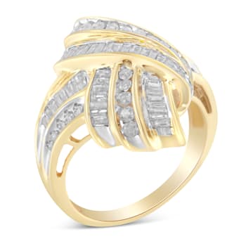 10K Yellow Gold Diamond Bypass Cocktail Ring (1 1/5ctw, I-J Color, I2-I3 Clarity)