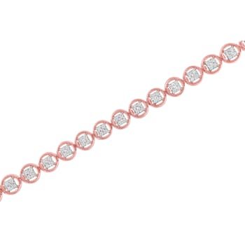 10K Rose Gold Over Sterling Silver 1/4 Cttw Diamond Tennis Bracelet