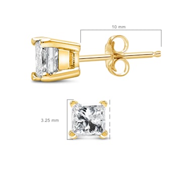 IGI Certified 14k Yellow Gold 1/2 cttw Princess-Cut Solitaire Diamond
Push Back Stud Earrings