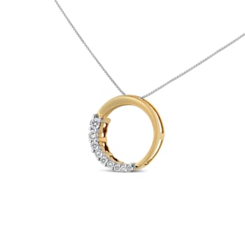 14K Yellow Gold 1/4ctw Graduating Diamond Open Circle Hoop Pendant
w\chain(J-K Color, I1-I2 Clarity)