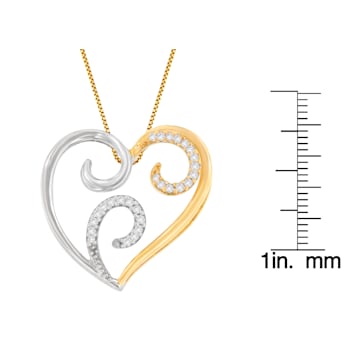 10K Two-Toned Gold 1/10ctw Round Diamond Swirl Heart Accent Pendant
w\chain (H-I, I1-I2)