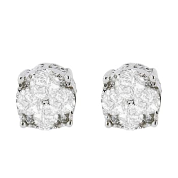 0.50ctw Round-Cut Diamond Sterling Silver Cluster Stud Earring