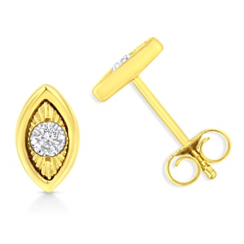 10K Yellow Gold Over Sterling Silver 1/10ctw Miracle-Set Diamond
Marquise Shape Stud Earrings