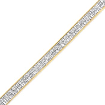 14K Yellow Gold 8 5/8ctw Baguette and Princess Cut Diamond Eternity Bracelet