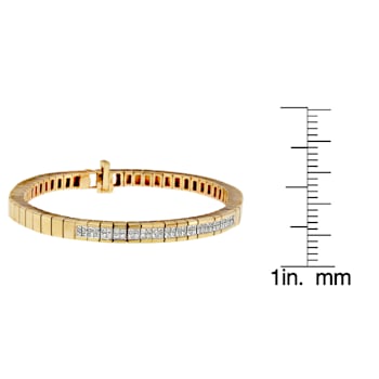 14K Yellow Gold 1.10ctw Princess-Cut Diamond Banded Bracelet
