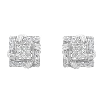 .50ctw Round-Cut Diamond Sterling Silver Stud Earrings