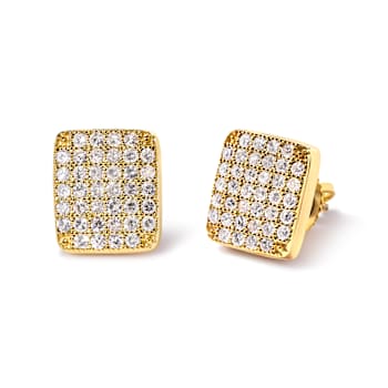 14K Yellow Gold .50ctw Diamond Square Composite Cluster Stud  Earrings
(I-J Color, I1-I2 Clarity)