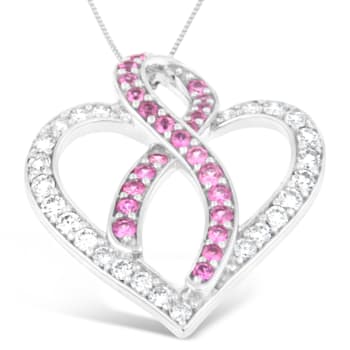 14K White Gold 1ct. TGW Diamond And Pink Sapphire Gemstone Pendant
w\chain (G-H, SI2-I1)