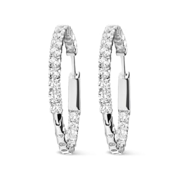 14K White Gold 3.00 Cttw Lab Grown Diamond Inside Out Hoop Earrings (F-G
Color, VS1-VS2 Clarity)