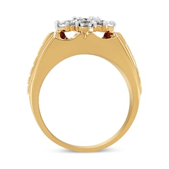 0.33ctw Diamond 14K Yellow Gold Over Sterling Silver Floral Cluster Ring
