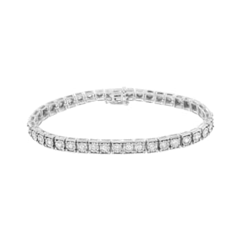 Sterling Silver 2.0ctw Brilliant-Cut Round Diamond Square Frame
Miracle-Set Tennis Bracelet