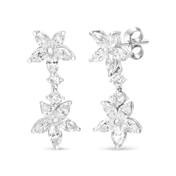 18k White Gold 6.0 Cttw Marquise Diamond Floral Dangle Drop Earrings
(E-F Color, VS1-VS2 Clarity)