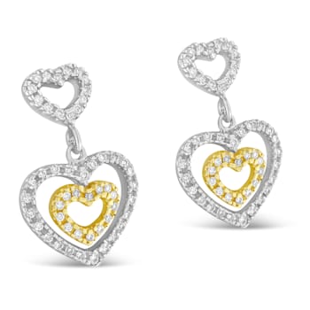 0.50ctw Round Cut Diamond 14K Two-tone Gold Earrings