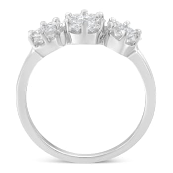14K White Gold Three-Stone Cluster Diamond Ring (0.7 Cttw, H-I Color,
SI2-I1 Clarity)