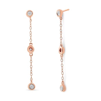 10K Rose Gold Over Sterling Silver 1/15ctw Diamond Dangle Earring