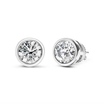 14K White Gold 2.0 Cttw Lab Grown Diamond Screw-Back Classic Bezel
Solitaire Stud Earrings