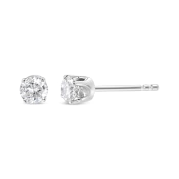 14K White Gold AGS Certified 1.0ctw Brilliant Round-Cut Solitaire
Diamond Push Back Stud Earrings