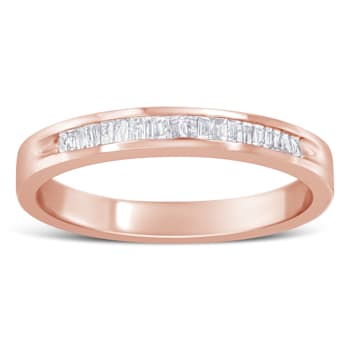 10K Rose Gold Over Sterling Silver 1/5ctw Diamond Channel-Set Band Ring
(H-I Color, I1-I2 Clarity)